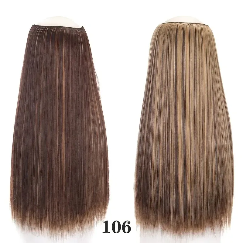Extensões de cabelo sintético sem clipes falso ombre loira marrom preto natural cabelo reto falso peruca para mulher