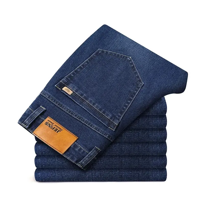 Large Size 40 42 44 46 2025 New Business Casual Stretch Trousers Classic Blue Denim Pants Male Men's Loose Straight Jeans — image 9