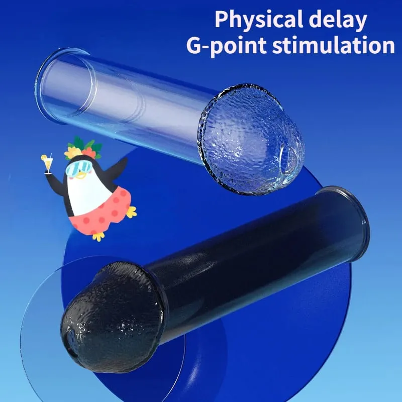 Crystal Penis Sleeve 14cm Lock Sperm Penis Enlargement Sleeve Reduce Sensitivity Condom Delay Ejaculation Sex Toys for Men — image 2