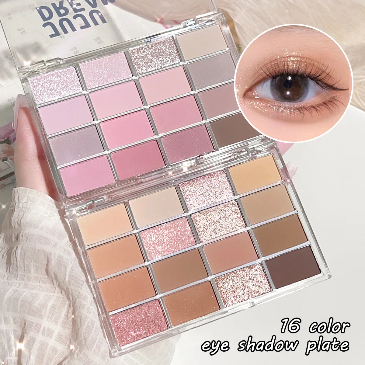 16-Color Eyeshadow Palette Matte & Shimmer – Nude Earth Tones Silky Blendable Texture Korean Style Natural Eye Makeup Look — image 5