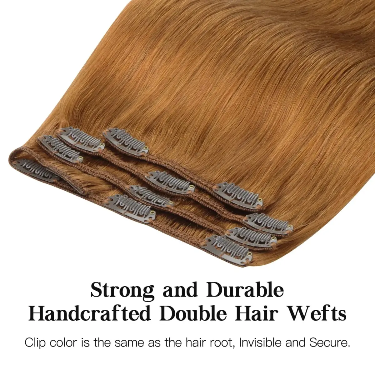 8Pcs/set with 18 Clips on The Whole Head Straight Hair Clip In Extensions Real Human Hair In 30# Hair For Women — image 2