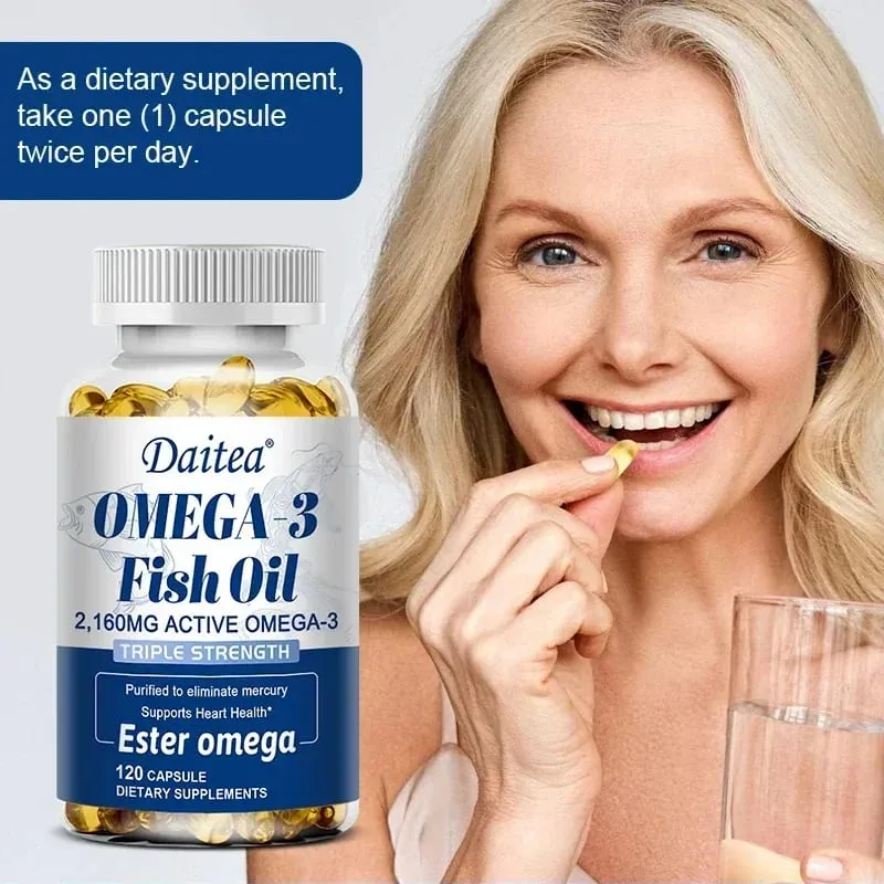 Daitea Fish Oil Capsule 2160mg Supplement Rich in DHA & EPA Cognitive Core Health Immune Support Non-GMO — image 4