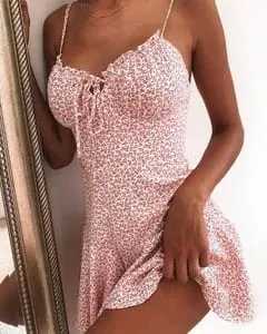 Floral Print A Line Mini Dresses Sexy Lady Dating Camisole Strapless Backless Dress Boho Solid Beach Clothing — image 7