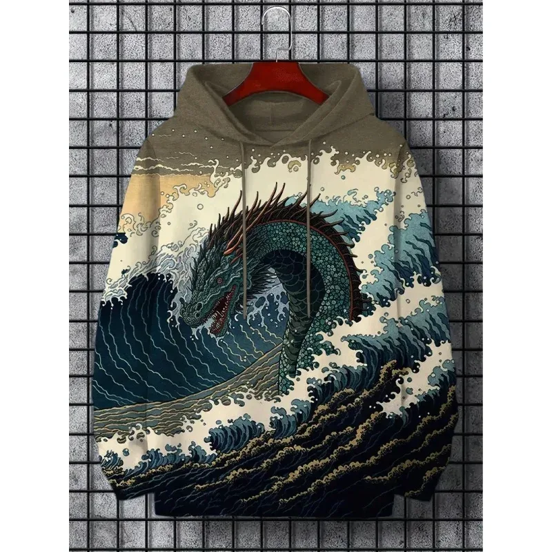Sweat à capuche imprimé en 3D pour hommes, motif de loup Cool, manches longues, décontracté, pull Harajuku, ample — image 7