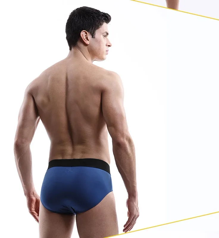 Men's underwear triangle shorts ice silk fashion breathable sexy thin U convex bottom pants youth low waist triangle shorts head