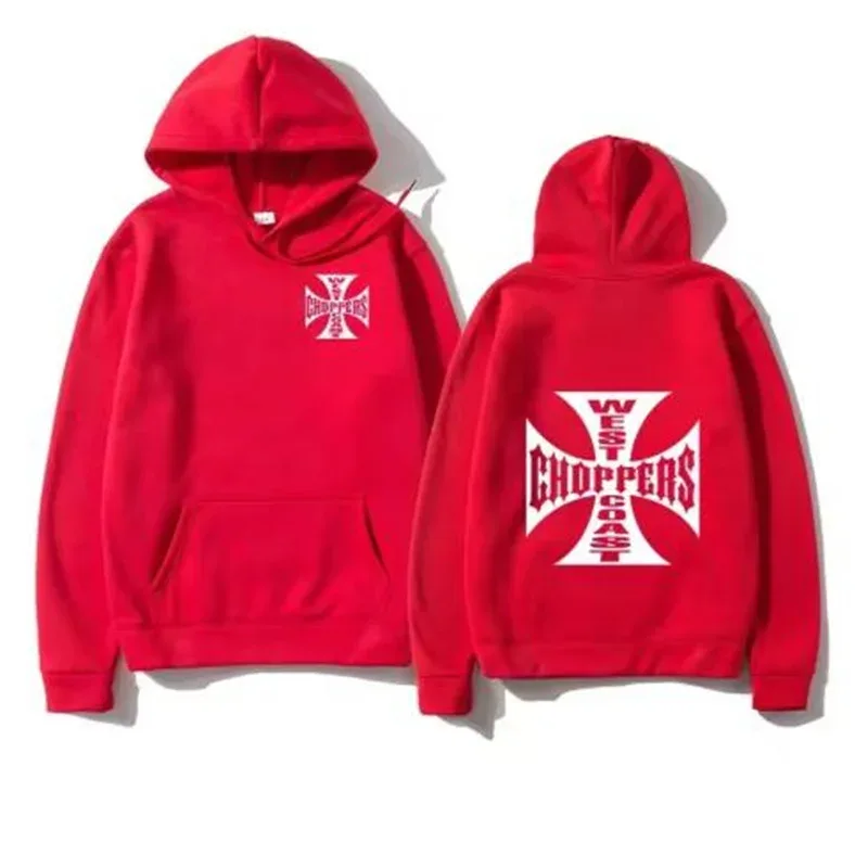 West Coast Iron Cross Choppers imprimé hommes à capuche mode Cool sweat unisexe mode polaire sweat à capuche Streetwear — image 2