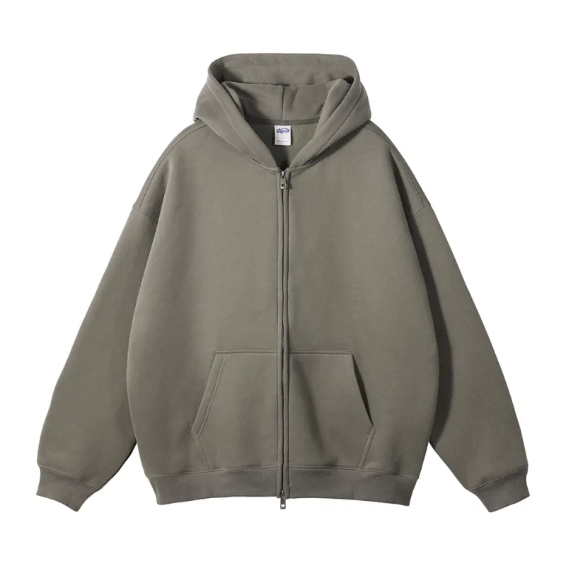 New Men Double Headed Zipper Fleece Hoodies Unisex Loose Basic Solid Warm Hooded Sweatshirts Coats For Winter HY0633 — image 47