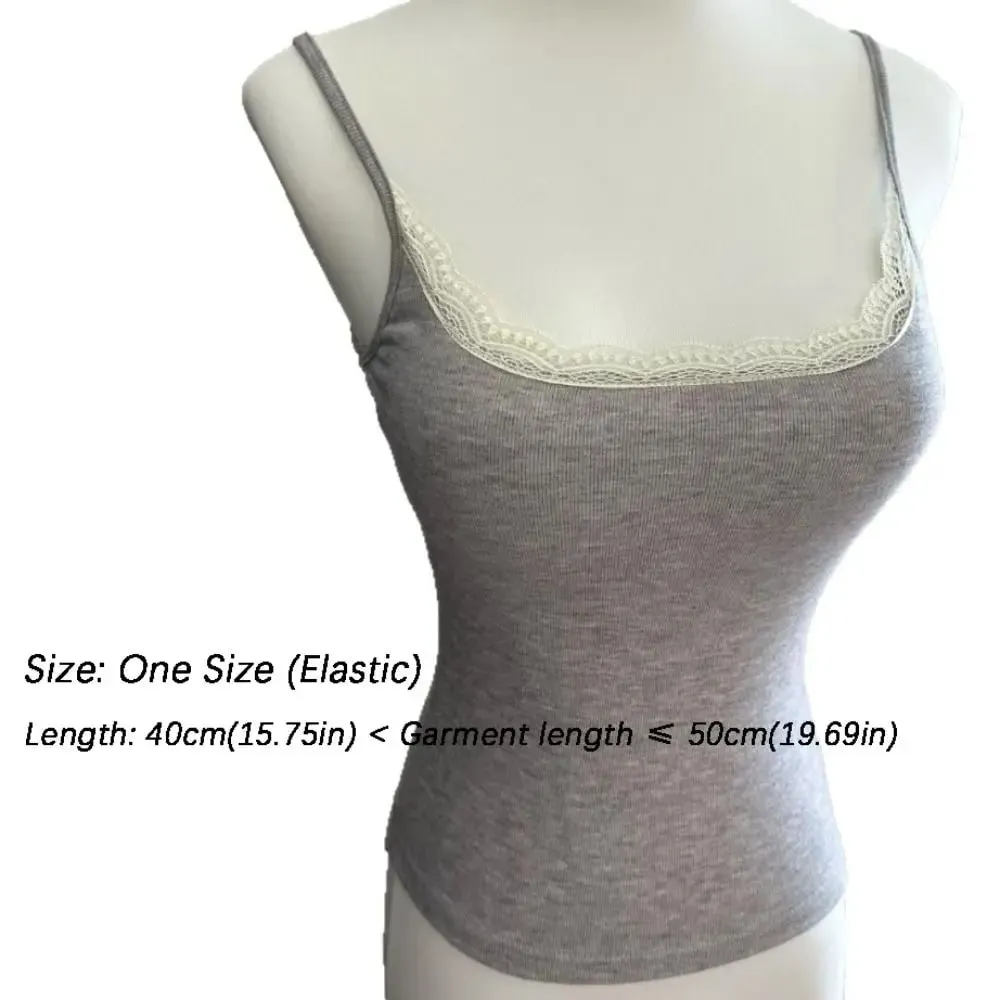 Camis Tank Top Integrated Top Versatile Chest Pad Lace Top Elastic Fashion Slim Vest Warm Undershirt Short Camisole Women Cloth