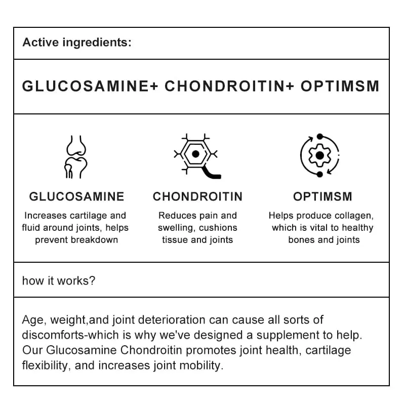 Alxfresh Chondroitin Glucosamine Capsules Turmeric Tablet for Knee Joint Health Bone Quickly Nutrition Supplement