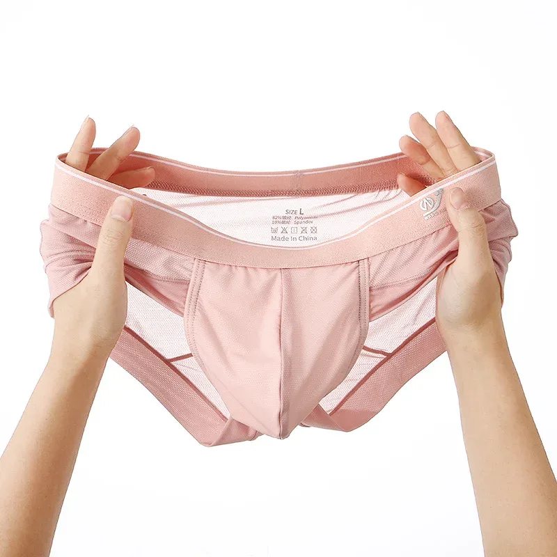 Summer Men's Underwear Boxers Bulge Ice Silk Briefs Ultra-thin Breathable Cool Panties — image 2