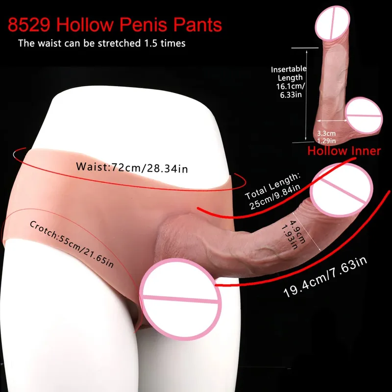 หนา Hollow Dildo ชายสายรัดขนาดใหญ่ Hollow Dildo Dick Extender ซิลิโคนสมจริงอวัยวะเพศชายขนาดใหญ่ของเล่นสำหรับคู่รัก Sex