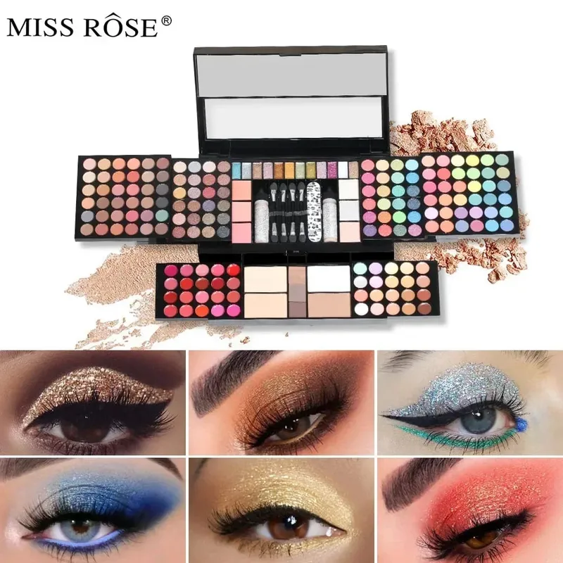 Miss Women All in One Makeup Kit - Full Set with Eyeshadow Lips Blush Lipstick Concealer Brush Mirror Multi-Functional Gift Set