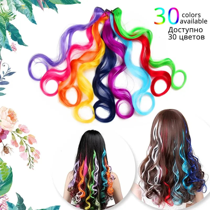 Leeons Synthetic Hair Extensions With Clips Heat Resistant Straight Hair Extensions Color Colored Black Hair Clip Womens 12G/Pcs