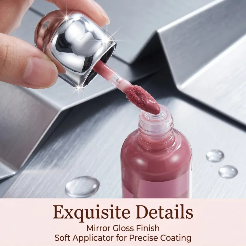 Herorange Glossy Lip Watery Mirror Finish Hydrating Sheer Lip Tint Youthful Nude Makeup — image 5