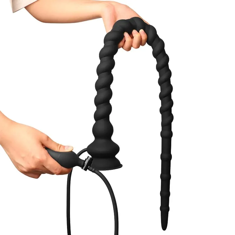 Inflatable Whip Butt Plug Prostate Massager Long Anal Plug Deep Penetration Anal Vaginal Expansion Pump Sex Toys For Men Women — image 4