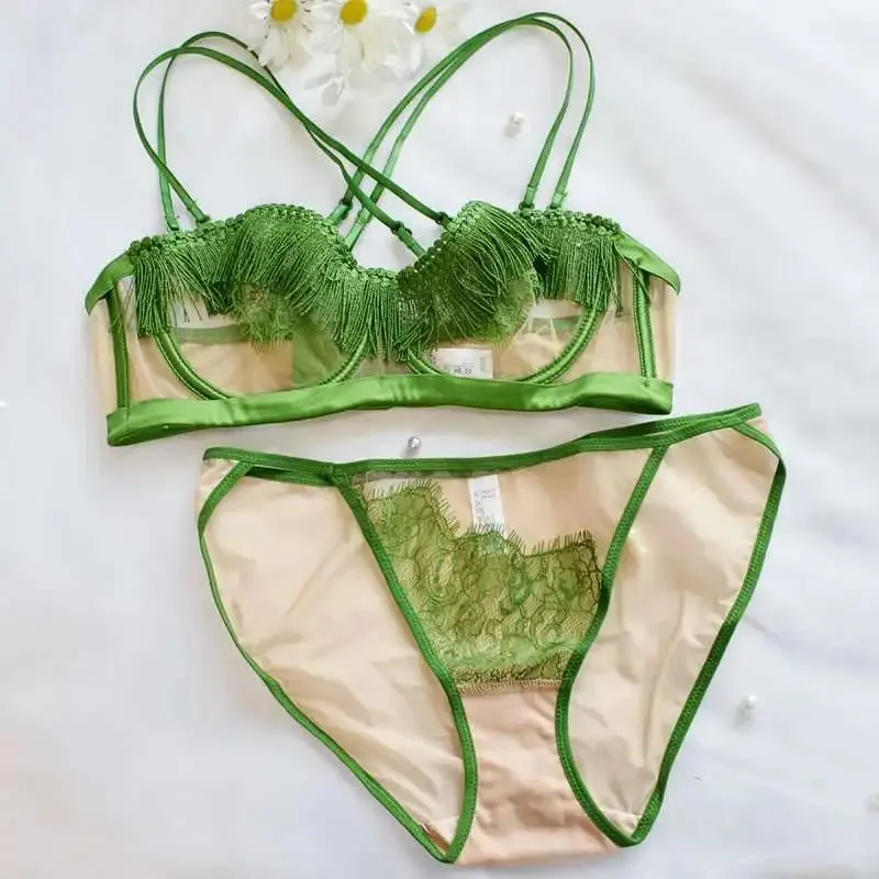 Light Luxury Sexy French Backless Bra Set - Sheer Mesh Minimizer Bralette Ultra-Thin Lace Lingerie Limited Stock Sale — image 10
