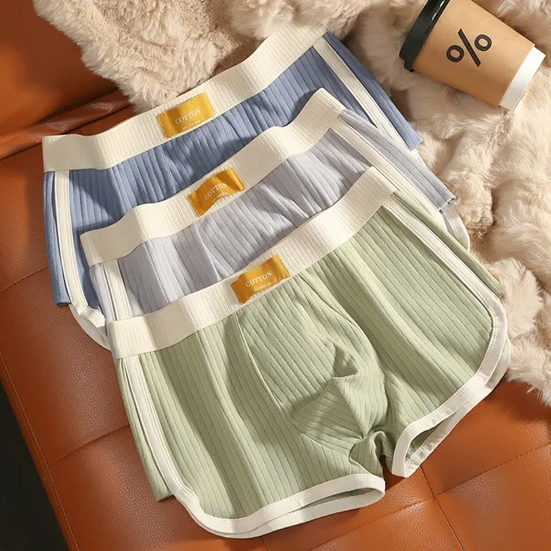 [Bloom the love] Striped Boxer Men Underwear Hot Underpants Cotton Boxershort Mens Boxers Man Cuecas Masculina Size M-3XL XS301