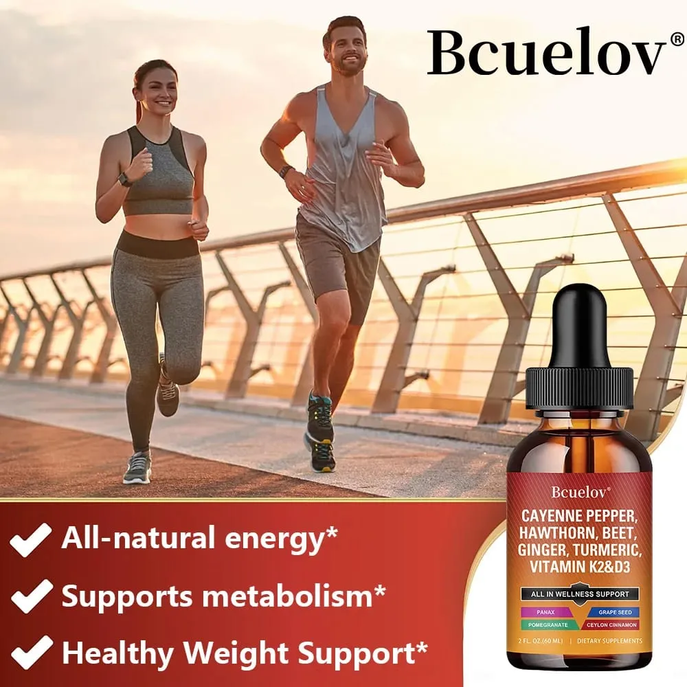 Cayenne Pepper Liquid Drops + Hawthorn Vitamin D3 K2 Ceylon Cinnamon Turmeric Organic Ginseng Supplement for Gut Health — image 4