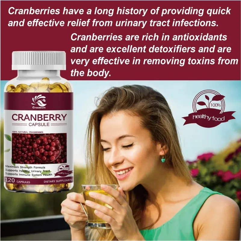 Cranberry Juice Extract - Most Effective Cranberry Pills for Women Cranberry Supplement - 60/120 Capsules