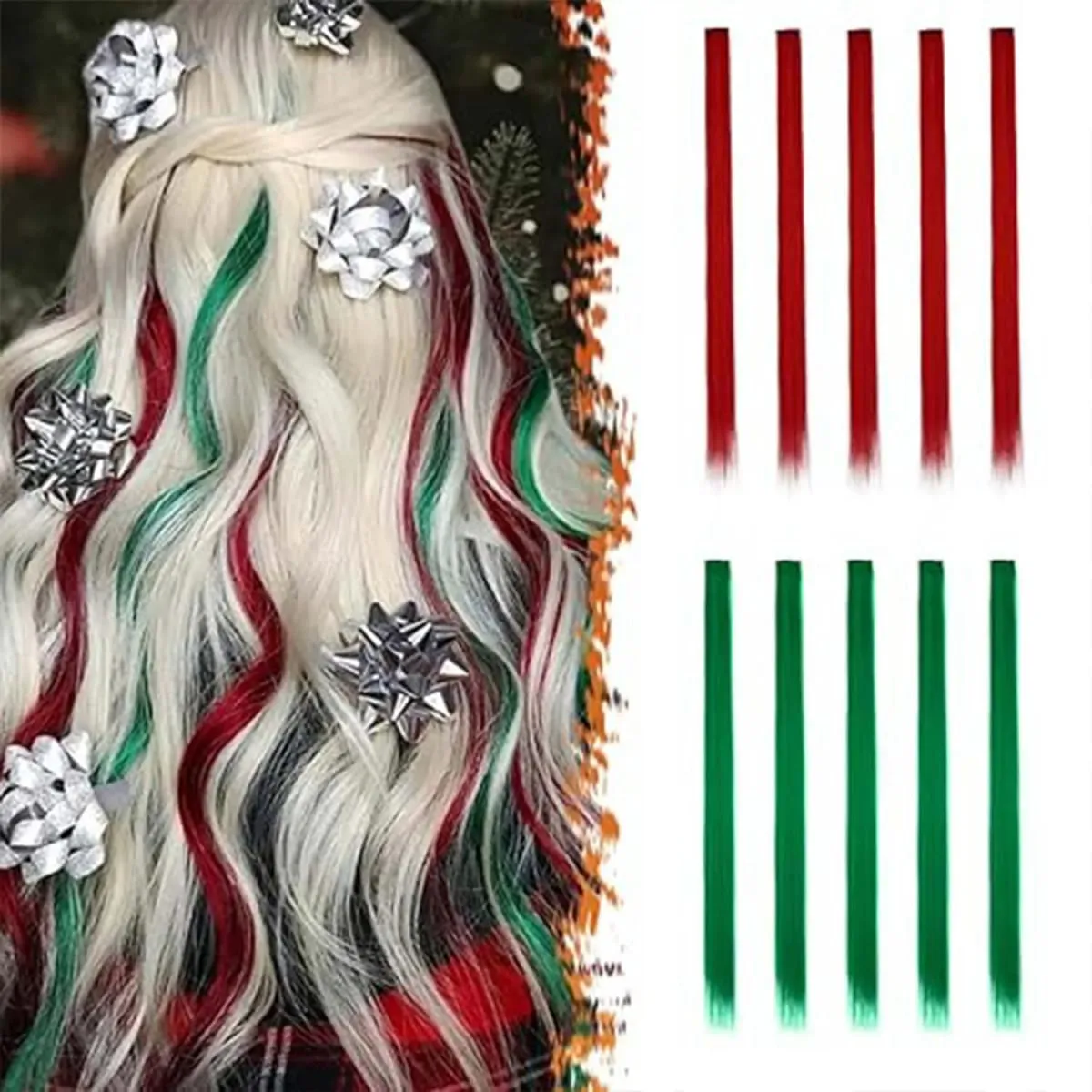 10 PCS Highlights Clip-in Synthetic Hair Extensions Hair Accessories Hairpiece for Girls Women Party Favor Cosplay Gift 22 Inch — image 11