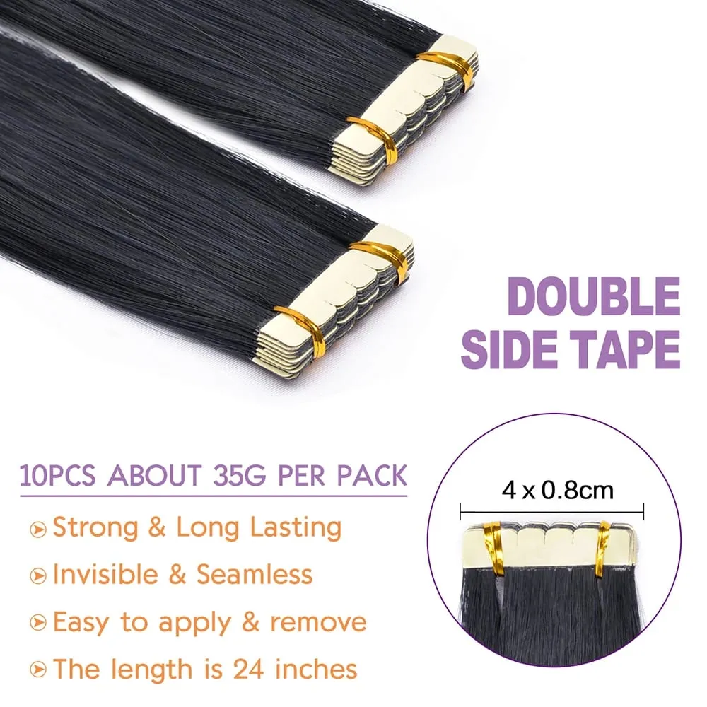 Tape In Hair Extensions Invisible Adhesive Synthetic Colored Tape In Hair Extension 10pcs/pack Pink Purple Blue Colorful Hair — image 4