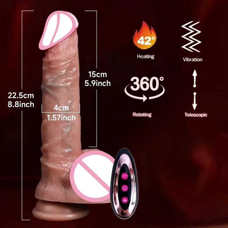 Realistic Skin Penis Thrusting Dildo Realistic Remote Vibrator Penis With Suction Cup Artificial Rubber Cock Sex Toy for Women