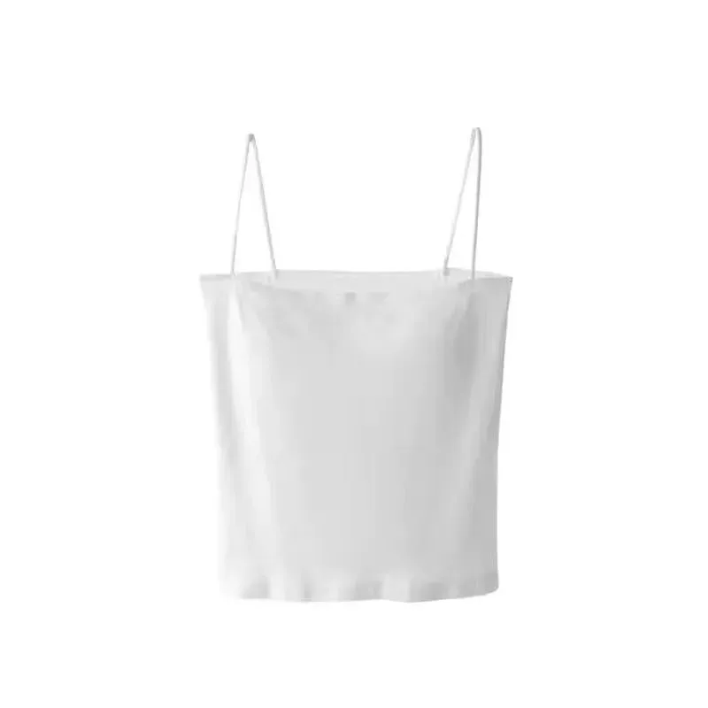 1pcs Womens Solid Thin Strap Tube Top Girls Slim Stretch Camisole Sleeveless Basic Layering Tank Vest Summer Ladies Daily Wear