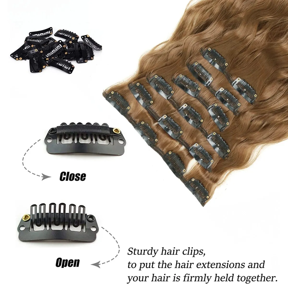 Synthetic Hair Extensions 16Clips In 6PCS Set Curly 22inch Long Clip On Hairpiece Corn Wavy Style For Women Girls Daily Party