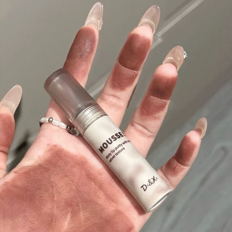 Gothic Matte Black Lipstick Waterproof Mousse Mud Nude Brown Lipstick Dark Purple Punk Lip Gloss Makeup Non-stick Tint — image 6