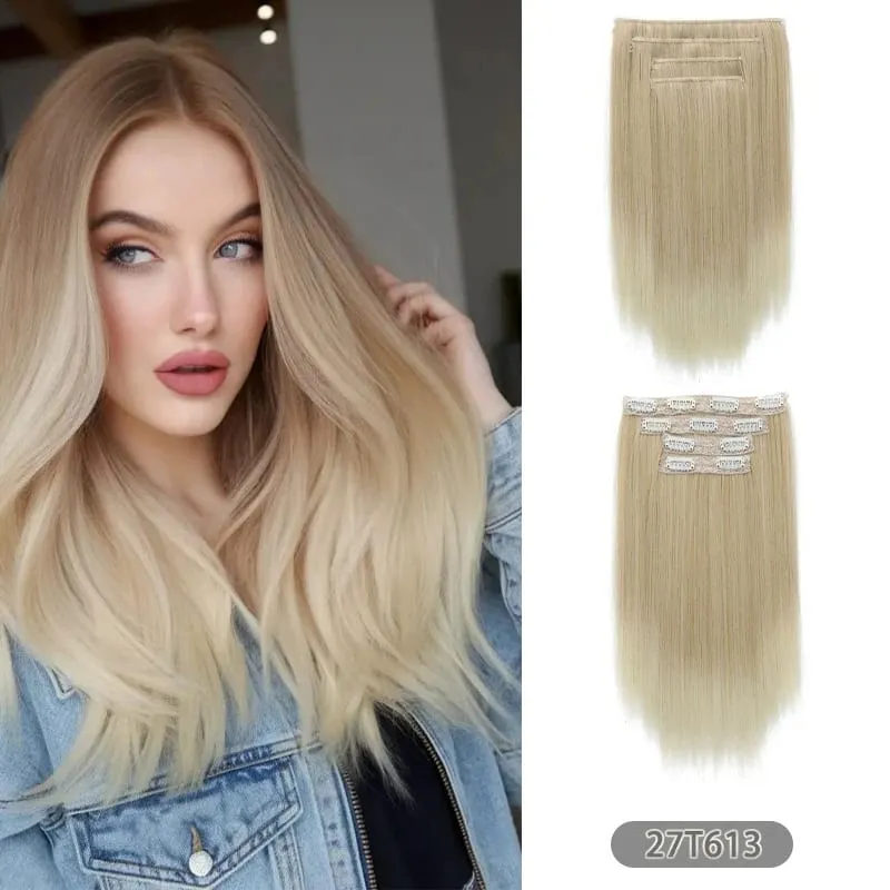 35CM Tổng Hợp 4 Cái/bộ Kẹp Trong Tóc Ngắn Thẳng Kiểu Tóc Tóc Vàng Đen Bộ Tóc Giả Chịu Nhiệt Giả Tóc — image 11