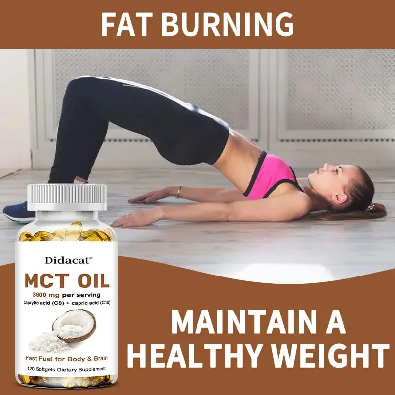 MCT Oil Capsules 30/60/120 Softgels 3600mg Per Serving C10 & C8 Brain Fuel Energy Weight Management Non-GMO Supplement — image 3