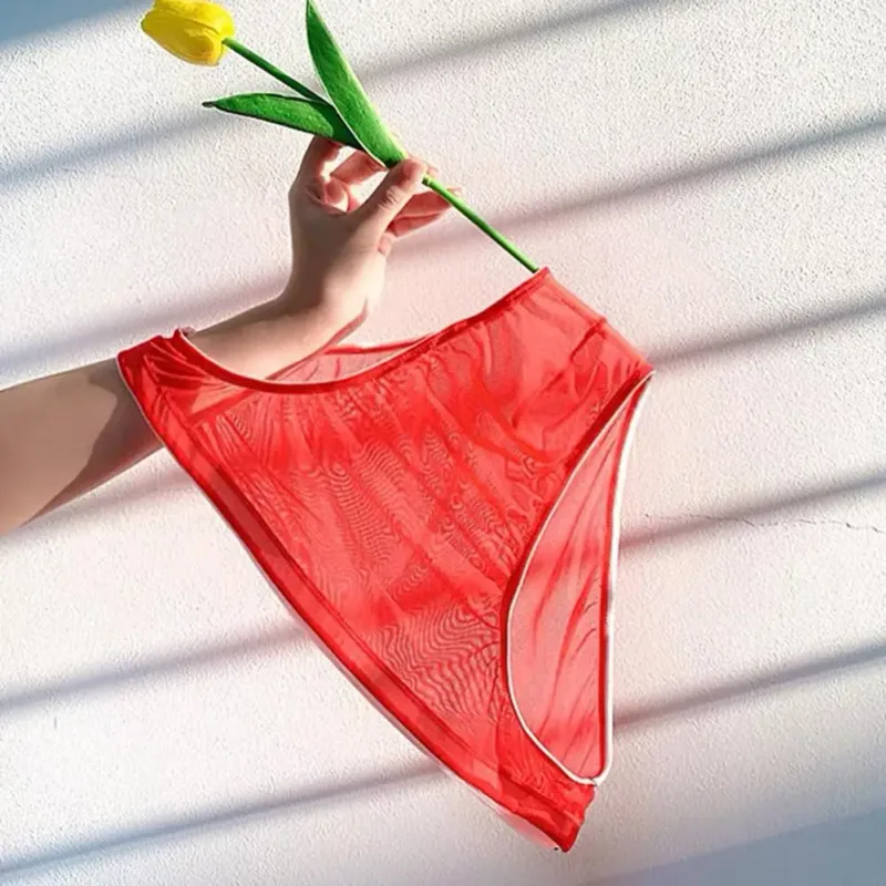 Men Seamless Ice Silk Briefs Low-rise Ultra-Thin See-through Panties Solid Color Quick Drying Underwear — image 15