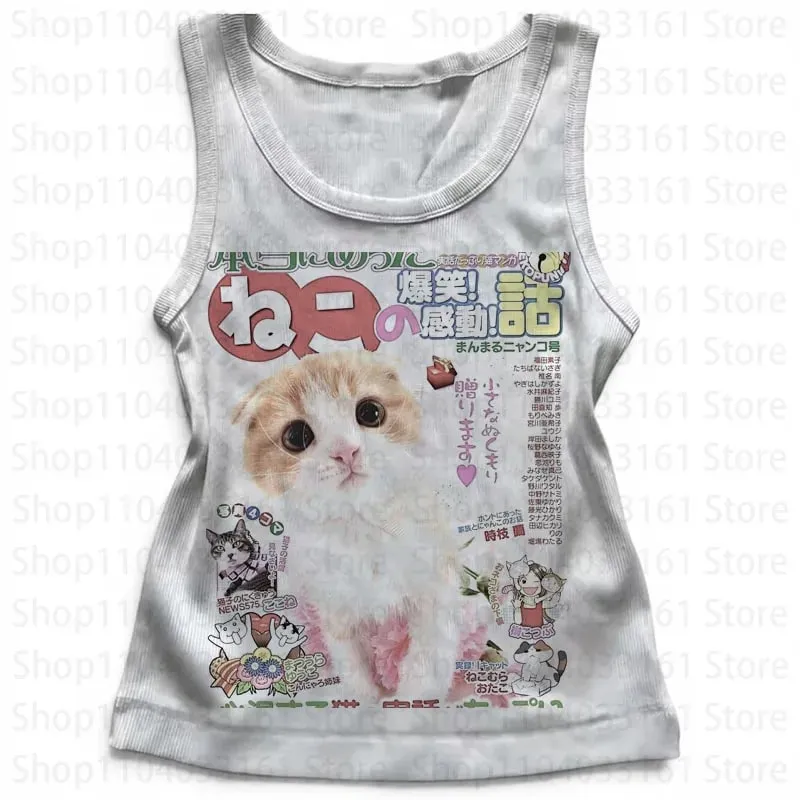 Kawaii Top Women Aesthetic Emo Crop Tops Y2k Gothic Clothes Women Women's Cropped Shoujo Girl Aesthetic Tanks & Camis Summer