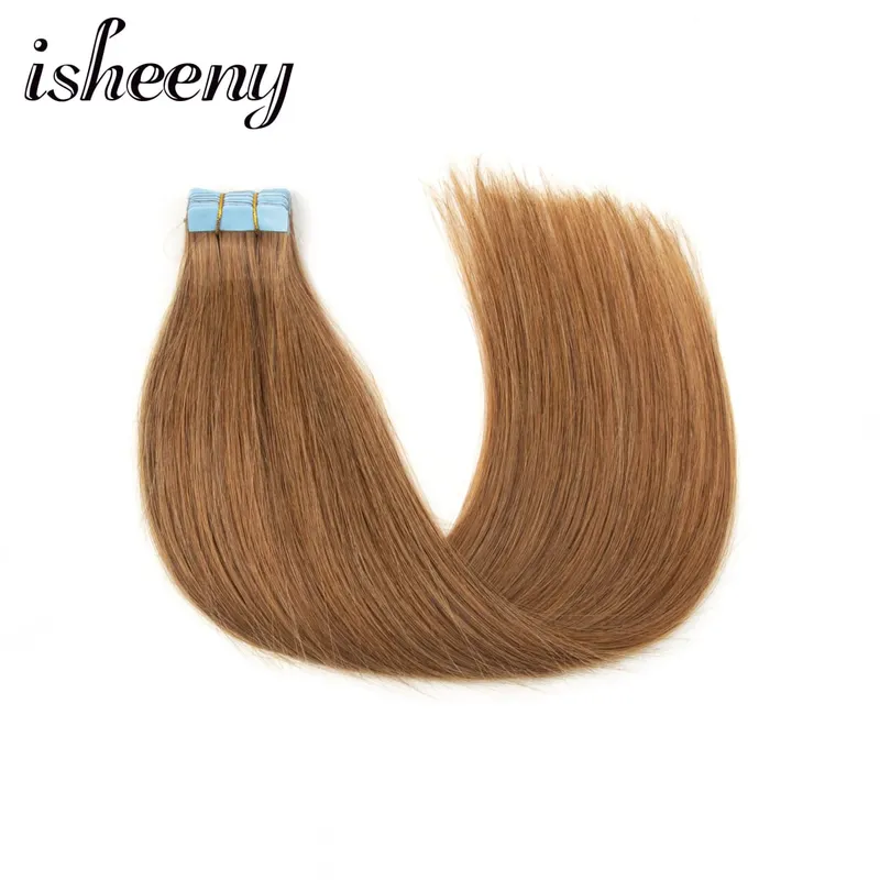 Mini Tape In Human Hair Extensions Natural Straight 10pcs/pack Invisible Machine Remy Hair Extensions 12-20 inches Easy to Wear