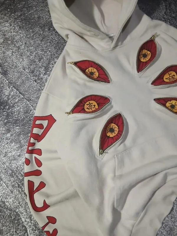 Punk Six Eyes Kokushibo Multi Zipper Hoodies Cool Design Sweatshirt Y2k Streetwear Oversized Casual Mode Par Anime Hoodie — image 4