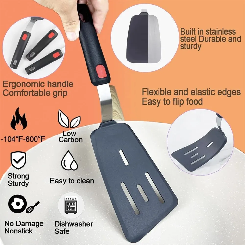 Silicone Spatula for Non Stick Pots High-temperature Resistant High Quality Stir Spring Steel Fry Spatula Tools Kitchen Utensils