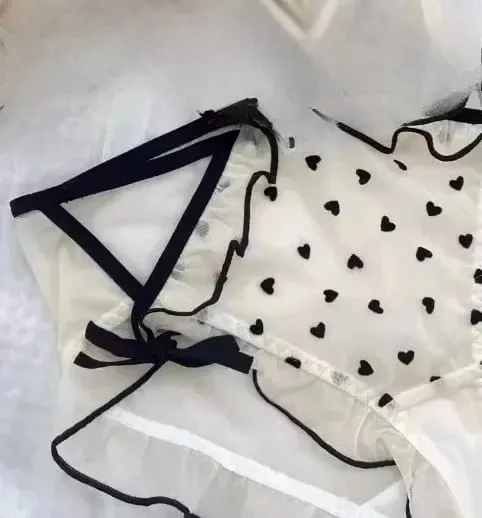 Simple Light Luxury Love Printed Lace Underwear Set Women's Small Breasts Gather Sexy Pure Desire Sweet Bra Cute Bra — image 9