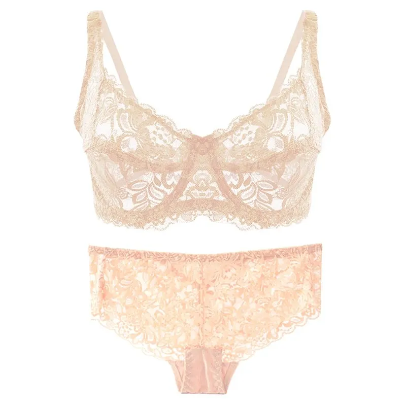 Sexy Women Bra Suit Lace Transparent Bras Panties Sets Exquisite Embroidery Underwear Set Fashion Lady Bralette Lingerie