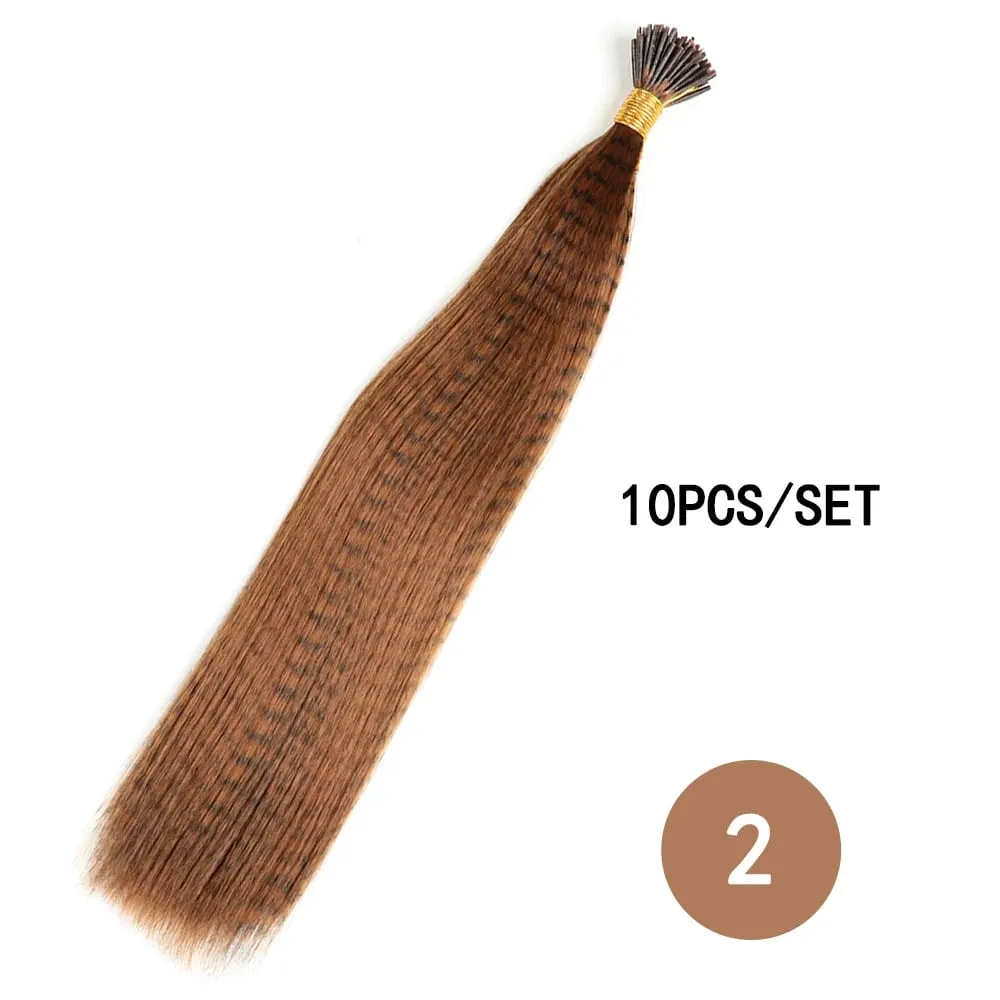 Synthetic Colored Feather Hair Extensions 16Inch 10 Pieces/Pack Blue Purple For Women Zebra Line Feather Hairpiece — image 9