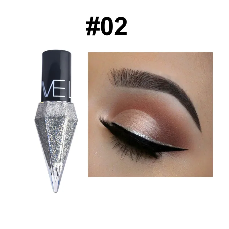 Pearlescent Diamond Liquid Eyeliner Shimmer Waterproof Long Lasting Glitter Silver Color Easy to Wear Eye Pencil Korean Makeup
