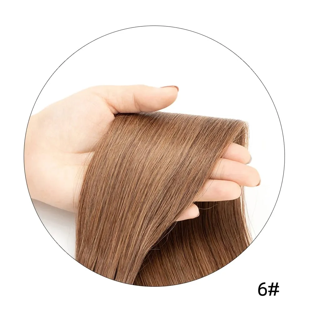Invisible XO Hole Human Hair 12"-24" Flat PU Skin Weft Hair Extensions Natural Brown Micro Rings Hair Bundles 40-50g Isheeny — image 11