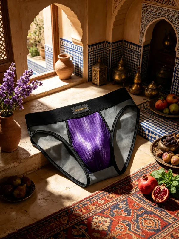 Herren Slips Patchwork Sheer Mesh Vertikale Streifen Glanz Beutel Niedrige Taille Breiten Elastischen Bund Atmungsaktive Männliche Unterwäsche DP923 — image 3