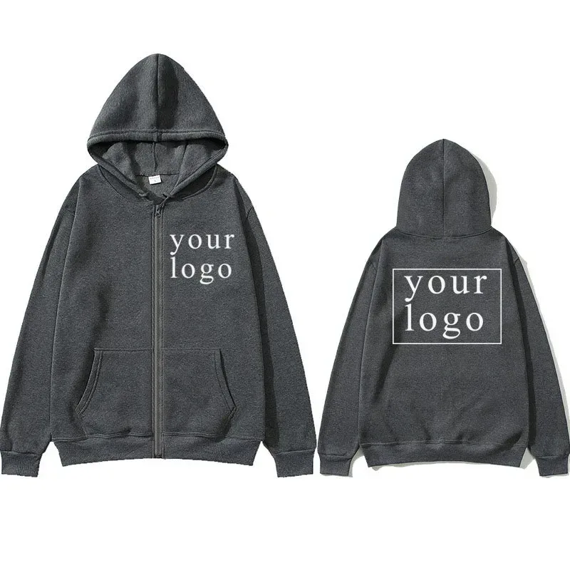 2024 New Fashion Your Own Design Brand Logo/Picture Personalized Custom Anywhere Men Women DIY Zipper cardigan hoodie — image 3