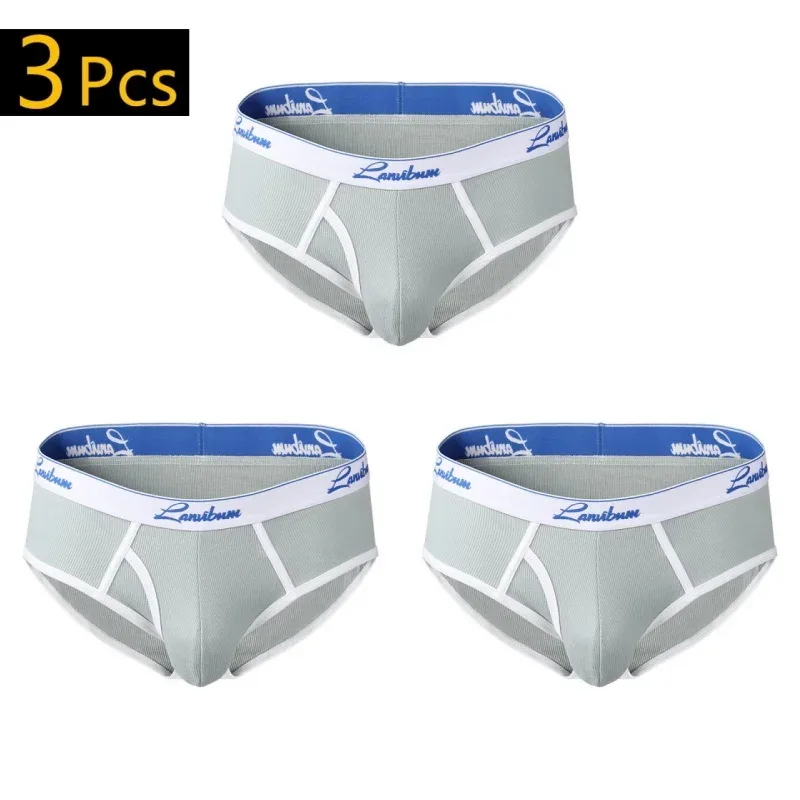 1/3 PCS New Men's Underwear Mid Waist Thread Cotton Breathable Solid Color Youth Underwear Men's Triangle Pants