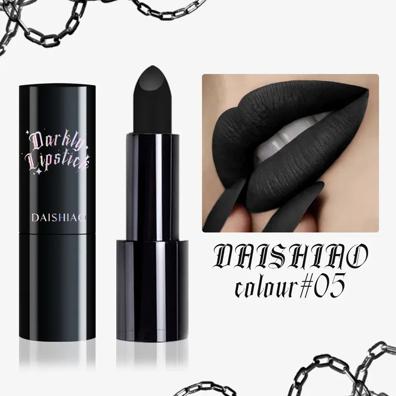 Rossetto Halloween Dark Night Rossetto opaco nero viola scuro impermeabile e di lunga durata Cosmetici per labbra — image 9