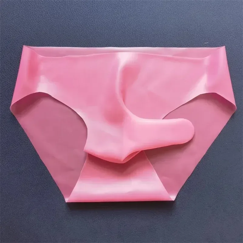 Men's Sexy Latex Sheath Underpants Seamless Rubber Briefs See-Through Male Sissy Couple Low Waist Erotic Tight Safety Panties — image 9