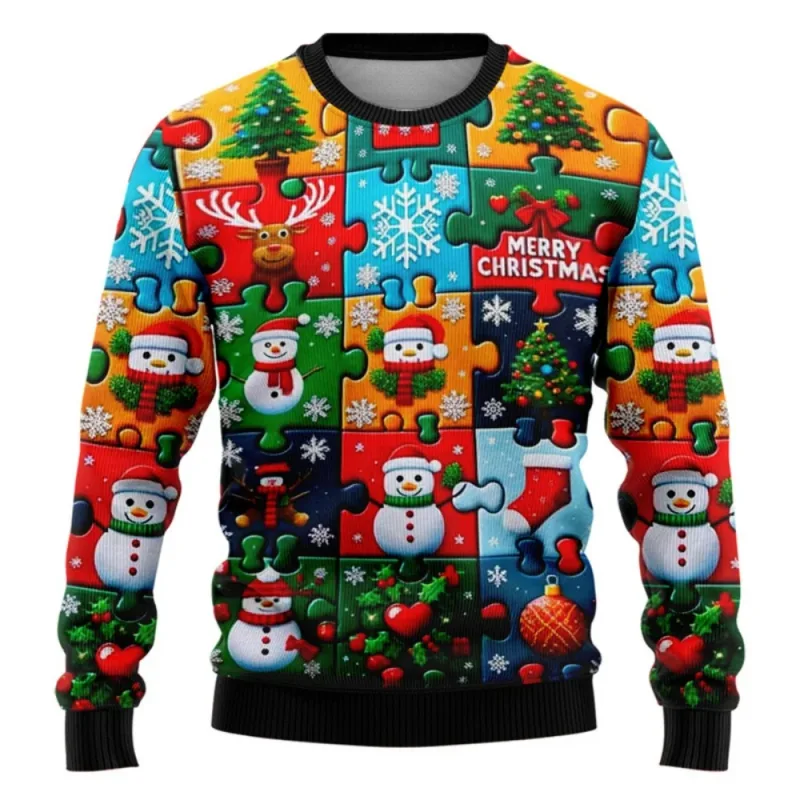 Sjov juletrøje Mænd Kvinder Pullover Xmas Sweatshirt Grim grafisk Y2k Sweatshirts til feriefest Løst herretøj — image 20