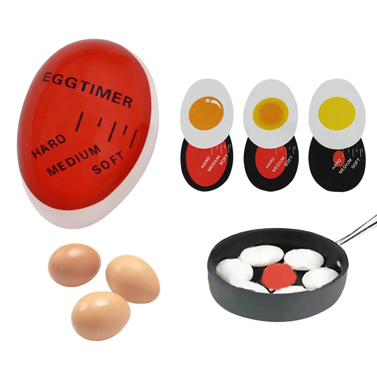 1pcs Egg Timer Boiled Egg Ripening Observer Yummy Soft Hard Egg Cooking Color Changing Creative Kitchen Utensils — image 2