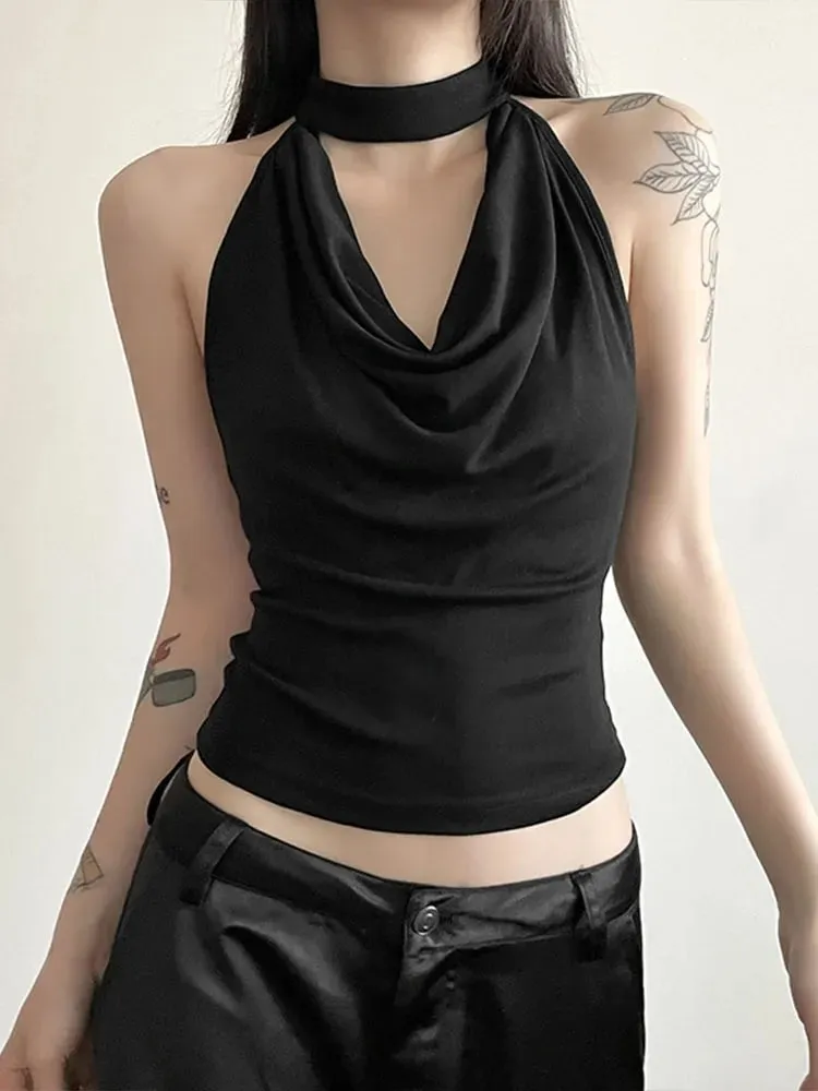 Solid Color Simple Casual All-match Cool Confident Sexy Beautiful High Street Summer Travel Women's Thin Halter Vest — image 3