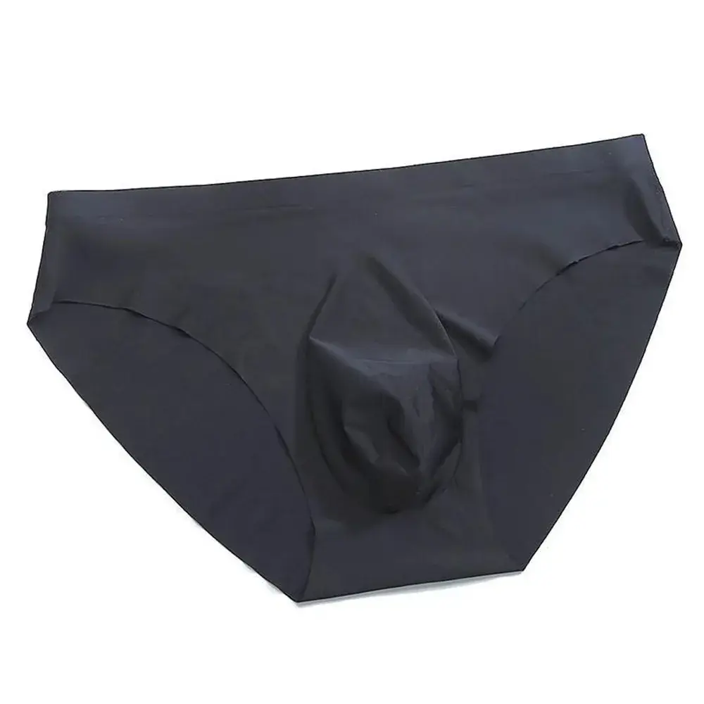 Sexy Men's Panties Ice Silk Briefs Breathable Semi-Transparent Brief Seamless Summer Solid Color Underwear Man Bulge Pouch Brief — image 2